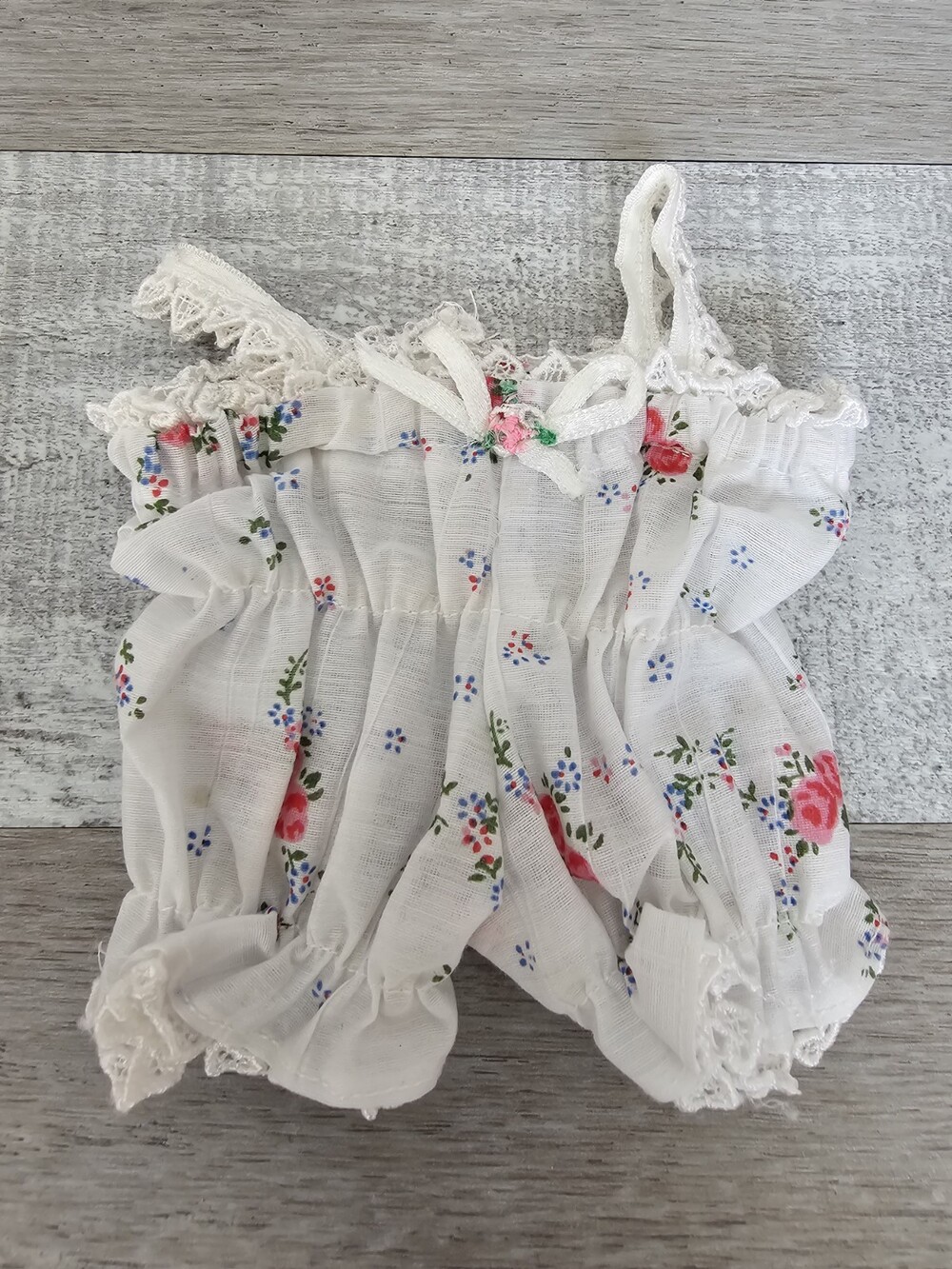 Muffy Vanderbear Floral Romper White Lace 7” Victorian Bear Doll Clothes #10